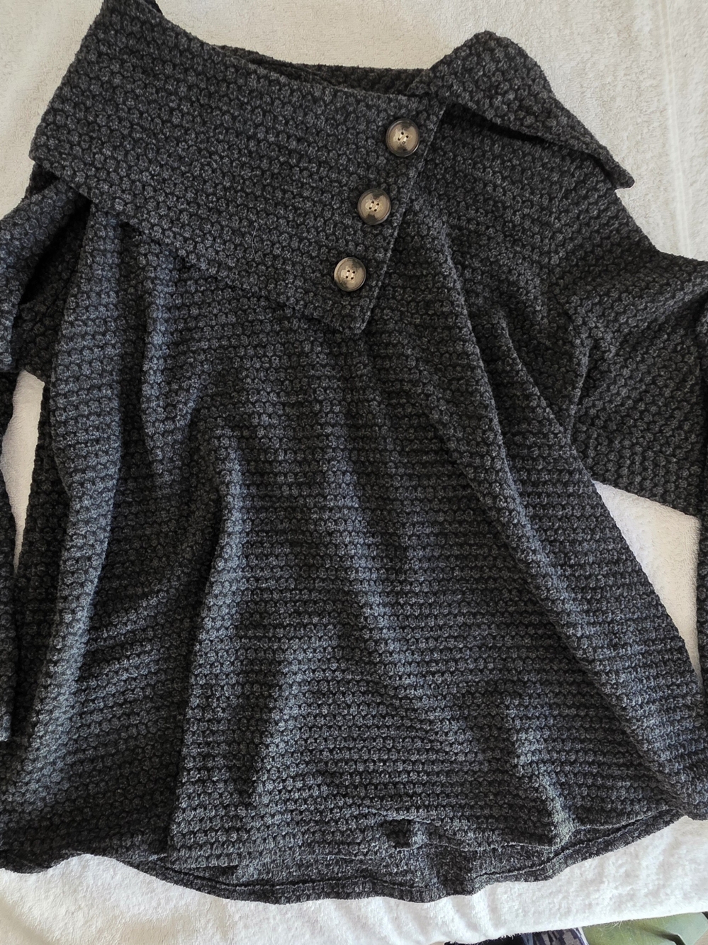 New York Laundry Grey Knit Asymmetrical Button Sweater Plus Size 2X Soft